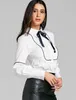 Blouses pour femmes Elegant Bow Tie Blouse Femme Lantern Slevelle Colde Blanc Shirts Office Lady Work Shirt Tops Casual Tops Vêtements féminins