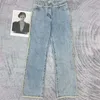 Designer kvinnors jeans 2024 tidigt vår nya eleganta smala ben långa kant dekorativa små raka ben jeans