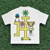 Мужская футболка мультипликационная мультинальная футболка Mens Mens American Fashion Hip Hop Strt Футболка Casual Tops T240505