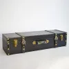 Walizki vintage antyczne rzemieślnicze organizator domowy przenośne drewniane pudełko duża pojemność Ubranie pudełko do przechowywania czarna skóra dekoracja