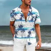 رجال زائد المحملات Polos 2024 Men's Beach Shirt 3D Digital Print Forest Tropical Forest Animal Hawaiian Shirt Discal
