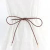 Belts Vintage Bow Tie Waist Rope Knotted Belt Faux Leather Slim Dresses String Waistband Solid Color Thin Chain