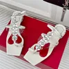 Подлинная кожаная сандалии сандалии женские туфли хрустальная пряжка ремешок на низких каблуках дизайнер сандалии Mujer