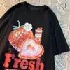 T-shirt féminin Strawberry American Retro Creative Imprimé à manches courtes T-shirt Fashion Fashion Brand lâche Casual Half Manched T-shirtl2405