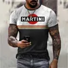 RTS NIEUWE MENS SOMMER 3D MARTINI Gedrukte korte mouwen Dress Casual Street Clothing Fashion Letter Gedrukte vintage T-shirts en tops J240506