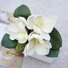 Fleurs décoratives 4 pcs Real Touch Magnolia artificiel élégant beau bouquet de soie bricolage créatif faux orchidée pour la maison de bureau