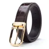 Fashion designer belt men womens belts genuine leather mens needle buckle novelty golden silver crocodile patterned cowskin man waistband