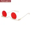 Peekaboo erkek yuvarlak güneş gözlüğü vintage parti kırmızı altın çember çerçevesiz güneş gözlükleri altın metal UV400 mx200619 262s