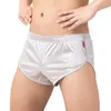 Mens Sexiga pyjamas boxer shorts slät siden underkläder män sover bottnar hemkläder lounge manliga trosor boxare y240419