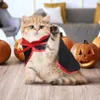 Hundkläder Halloween Pet Cape Cat Bloodsucker Cosplay Costume and Wizard Hat for Holiday Decoration H240506