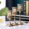 Halter Kerzenhalter Glas Kerzenstick für Hochzeit Weihnachtsstangen Tischdekoration Nordische Metall Vintage Kerzen Stick Home Decor Decor