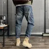 Мужские джинсы укороченные брюки гарем с карманами мужчина ковбойские штаны джинсовая гранж Y2K 90 -х