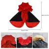 Hundkläder Halloween Pet Cape Cat Bloodsucker Cosplay Costume and Wizard Hat for Holiday Decoration H240506