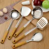 Utensils Kitchen Stainless Steel Cooking Utensils with Wooden Handle Spatulas Rice Soup Spoon Frying Shovel Colanders Cookware