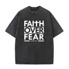 Men's T-Shirts Faith Overcomes Fear Bible Scriptures Christian Pullover Bleached T-shirt J240506