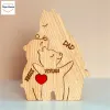 Miniaturas Grátis Gravura Apreendimento personalizado urso Família Puzzle de madeira personalizada Aniversário de Natal Nome da família Sculpture 29 Nomes