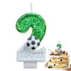 3pcs Bougies football Childrens d'anniversaire Bougies 0-9 Numéro Green Sparkles Birthday Soccer Ball Bougie pour boy-boy gâteau décoration Topper Decoration