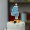 3pcs Mumlar 1 PCS Mavi Shell Glitter Numarası Doğum Günü Mumlar Kek Toppers Doğum Günü Düğün Dijital Pastalar Tatlı Dekor Doğum Günü Dekorasyon