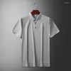 Polos de la marque haut de gamme Polo Polo à manches courtes courte 2024 Couleur solide d'été exquise revers confortable Slim Fit Casual Businesst-shirt