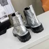 Chaustes de nouvelles chaussures de créateurs 2023 Bottes de première couche Cowhide High Top Chaussures liées à la tête ronde épaisse semelle Casual Fashion Chaussures Tide Martin Boots Station européenne 4wi6