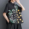 Frauenblusen japanischer Korea -Stil Druck Blumenmuschelpunkt Kurzarm Lose schwarze weiße Sommerblusenhemden Mode Frauen lässig