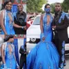 Jurken High Royal Blue Prom Neck kristallen kristallen Satijnen mouwloze zeemeermin Sexy illusie op maat gemaakte vloer lengte avond feestjurken formele ocn vestidos