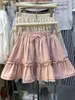 Faldas y2k kawaii faldas Moda 2024 vendaje de cintura alta elástica Bowknot mini fachada ballet ballet ballet bordwork jupe