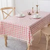 Kuddar rosa rutiga borddukar bomull linnes linn vattentätt rektangulärt bord täcker kaffer bröllop dekoration matsäkert bordduk