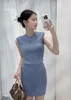 Elbiseler Bayan Tasarımcı Giyim Kadın Kolsuz Seksi Örgü Crewneck İnce Kısa Etek Yaz Mizaç Blast Street Moda Düz Renk Macron Renk
