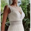 Bridal Suknie ślubne Boho Beach Suknia koronkowa głęboko V Tiul Tiul Bez rękawów Plus Size Swere