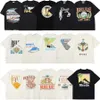 Fashion Rhuder Brand Designer Clothes Exclusive Letter Poster Print Summer New Couple Loose Short Sleeved T-shirt Trend with 1:1 Logo