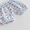 Kleidungsstücke Baby Lose Sommer Kleidungsstücke Set Girls Sweet Blumen -Hosentuch + Bloomer Kleinkind Outwear Anzug H240506