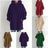 Damesjassen massief kleur ritssluiting met capuchon longline fleece gevoerde streetwear pullover jas dames zijkant hoodie