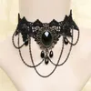 Gargantilla sexy gótico gótico crystal collar de encaje negro vintage mujeres victorianas joyas steampunk joyas