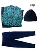 Dames badkleding 3 -delige set moslim zwempak lange mouw stevige kleur gewoon burkini groen blad le buini slanke pasvorm