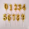 3pcs Bougies Creative Cake Topper Gold Number Cake Decor 1 2 3 Birthday Cupcake Decor Joyeux anniversaire Kids Garz