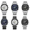 Armbanduhren bewegen Sie sich jemals Männer Uhren Luxus Sport Chronographen Luminous Date Fashion Quartz Watch Legierung Stahl Männliche Uhr Geschenke mir Geschenke mir