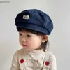 Caps Hats Winter Kinderkinder Beret Mädchen und Jungen Kinder-Denim-Hut Neugeborene Fotografie Requisiten Kinderhut Korean 3-8y Wx
