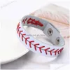 Autre fête des fêtes fournit une véritable mode couture en cuir 2022 bracelets bracelets unisexe softball baseball sportif bracelet bracelets je dhgjt