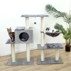 Scratchers Luxe Cat Tree House Kitten Jumping Natural Scratching Post voor kitten hangende bal multifunctionele kattentoren ruim hangmat