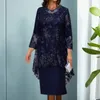 Robes décontractées Femme Châle Robe Fleur brodée Elegant Lace MIDI Patchwork Mid-Calf ol Style Formal Party Soirée