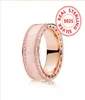 Anello a banda smalto bianco e rosa in argento in argento sterling al 100% con scatola originale per anello in oro rosa P 18K per donne Grils7571946