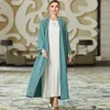 Roupas étnicas Dubai Turquia Islã Kaftan Robe sólido abayas aberto para mulheres femme costura de costura drill musulmane ramadan roupas de vestido muçulmano