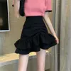 Spódnice Kobieta Koreańska moda Summer Nieregularne falbany krótka mini spódnica z wysokiej tali