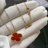 Designer Fashion Van Van Four Leaf Erba Necks Womens 18K Rose Gold Gold Chain Rosso Agata Rossa Claitede Claitede Classico con logo gioiello