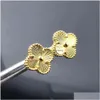 Étalon 15 mm de luxe de luxe boucles d'oreilles de boucles d'oreilles bijoux de créateurs pour femmes mère de perle 18k fleur d'or