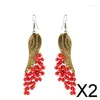 Dingle örhängen 2x ängeldesignpärlor Tassel Drop Lady Girls Red