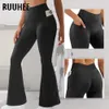 Pantalon féminin Capris Ruuh Leggings évasés LEGGINGS POCHETS POCHETS LEGGINGS FITNESS LEGING LEGGING Push up High Womens Womens Pants Y240504