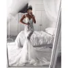 Illusion Elegancka syrenka tylna sukienki zadaszone przyciski koronkowe aplikacje Kaplica pociąg wykonany na zamówienie sukienki ślubne vestido de novia