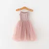 Robes de fille petite fille robe de fête de mariage Costumes d'été pour filles bébé enfants princesse tulle tutu vestido enfants rose sling vêtements